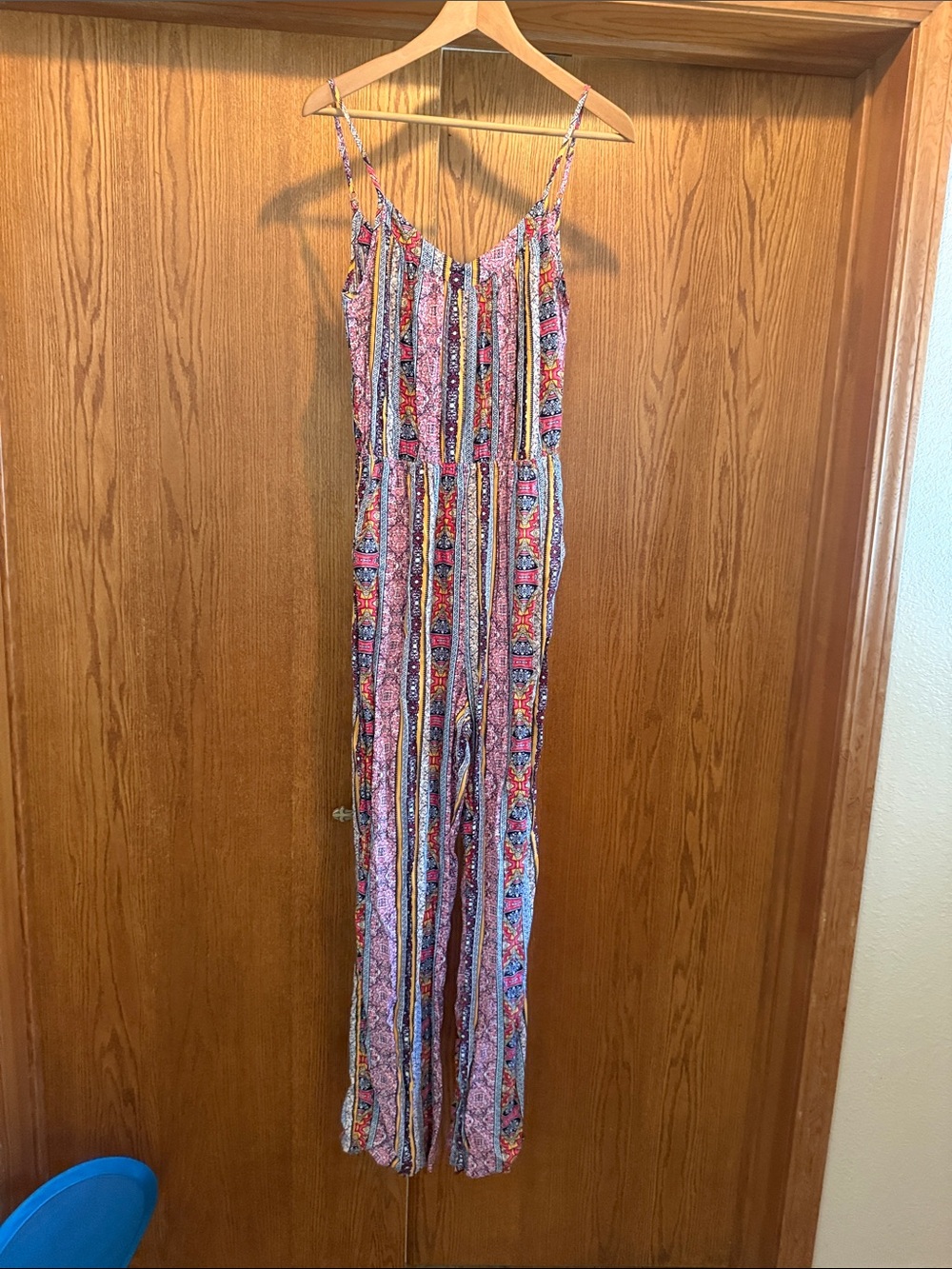 Pink Rose Pink Multi-Stripe Floral Spaghetti-Strap Jumpsuit